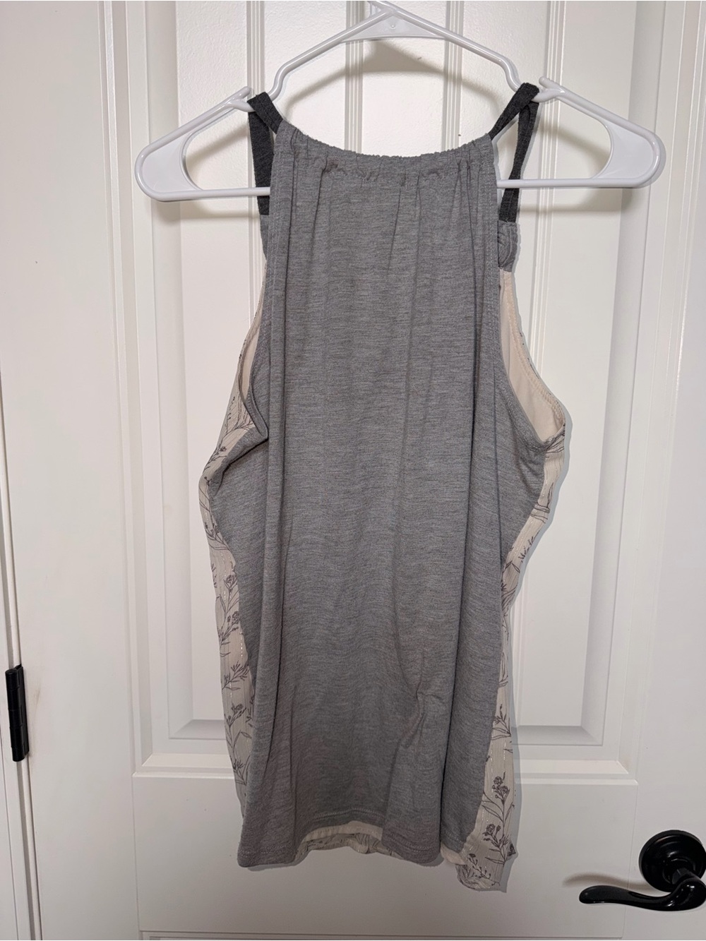 Maurices Cream Tank with Gray Floral Print and Trim - Picture 3 of 4